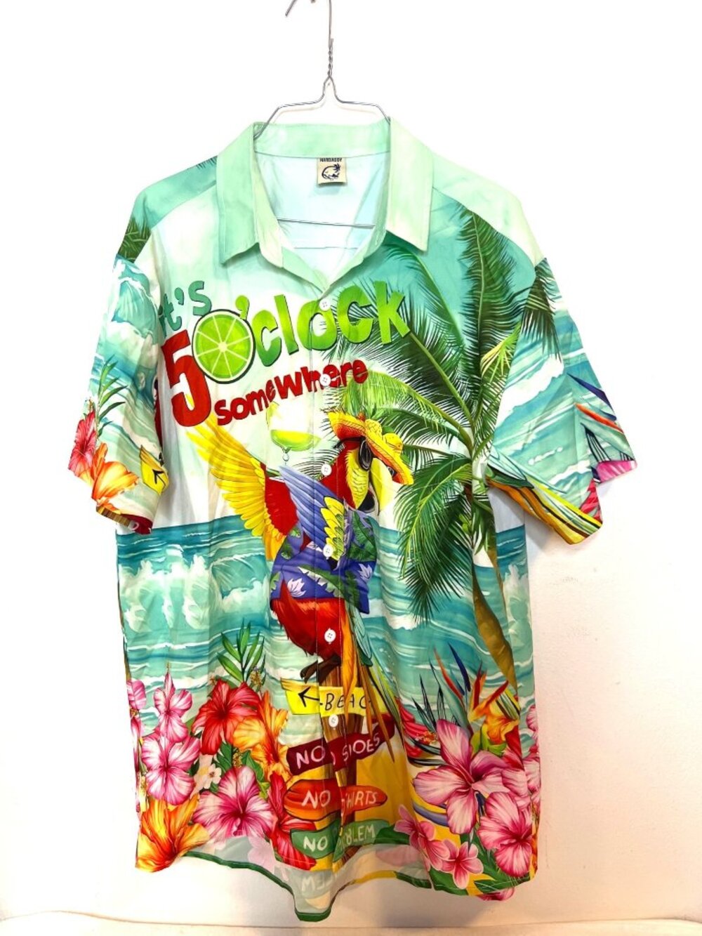 Hardaddy Jimmy Buffet Margaritaville Five O’clock Somewhere Hawaiian Shirt~ Sz M